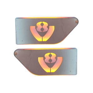Paire de profils latéraux en acier inoxydable V8 rétro-éclairés - LED ORANGE