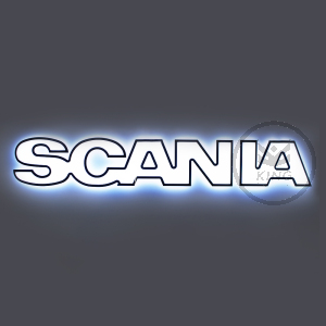 3D Scania S/R NG Weiß hinterleuchteter Schriftzug - WEISSE / ORANGE LED