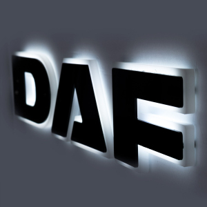 Lettrage 3D Daf XF, XG, XG+ rétro-éclairée noire - LED BLANCHE / ORANGE
