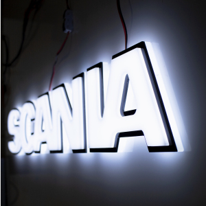 Scritta 3D Scania S/R NG White retroilluminata - LED BIANCO / ARANCIO